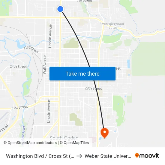 Washington Blvd / Cross St (Sb) to Weber State University map