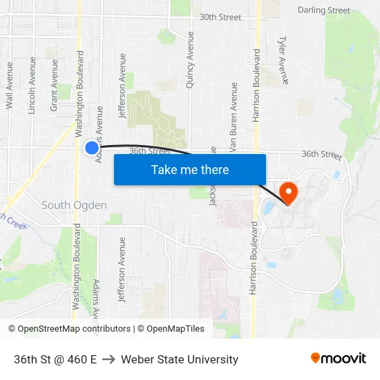 36th St @ 460 E to Weber State University map