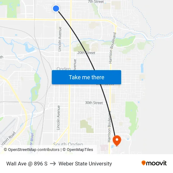 Wall Ave @ 896 S to Weber State University map