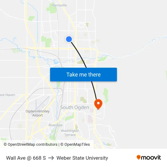 Wall Ave @ 668 S to Weber State University map