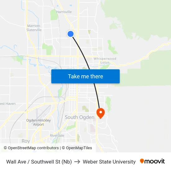 Wall Ave / Southwell St (Nb) to Weber State University map
