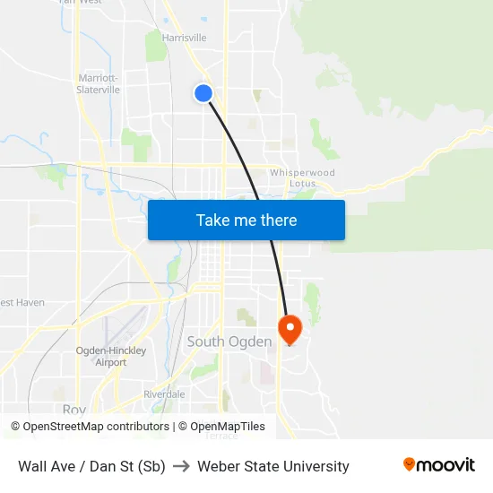 Wall Ave / Dan St (Sb) to Weber State University map