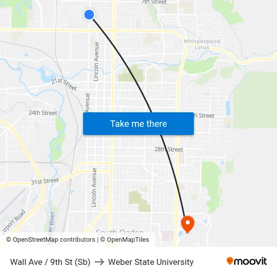 Wall Ave / 9th St (Sb) to Weber State University map