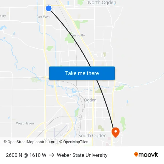 2600 N @ 1610 W to Weber State University map