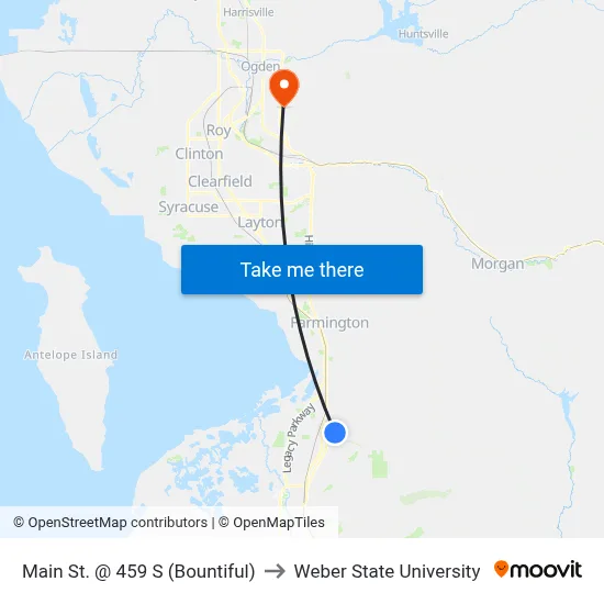 Main St. @ 459 S (Bountiful) to Weber State University map