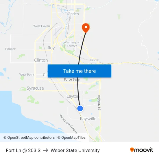Fort Ln @ 203 S to Weber State University map