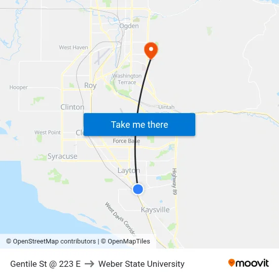 Gentile St @ 223 E to Weber State University map