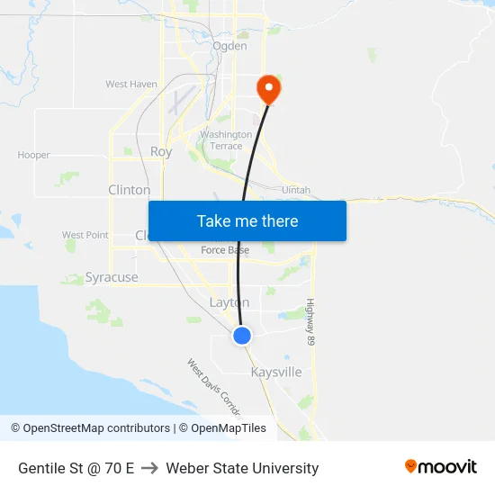 Gentile St @ 70 E to Weber State University map