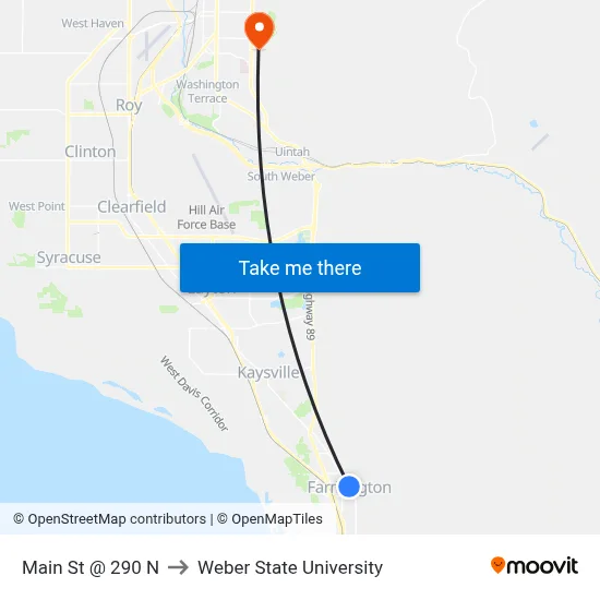 Main St @ 290 N to Weber State University map