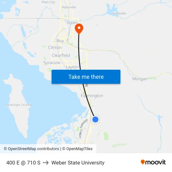 400 E @ 710 S to Weber State University map