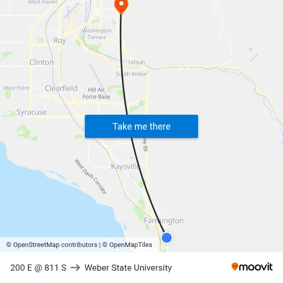 200 E @ 811 S to Weber State University map