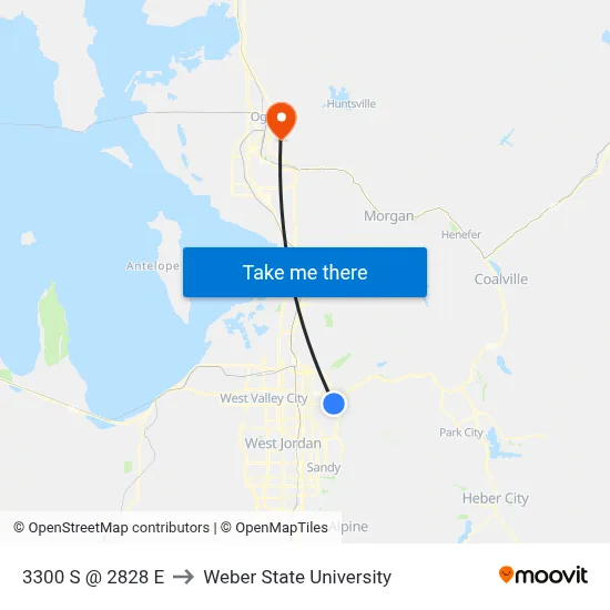 3300 S @ 2828 E to Weber State University map