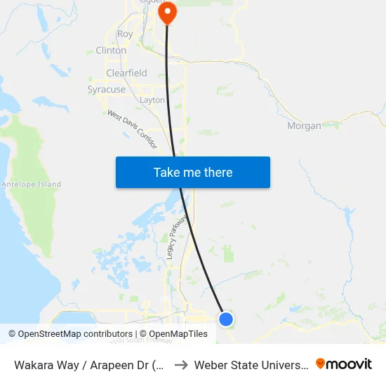 Wakara Way / Arapeen Dr (Eb) to Weber State University map
