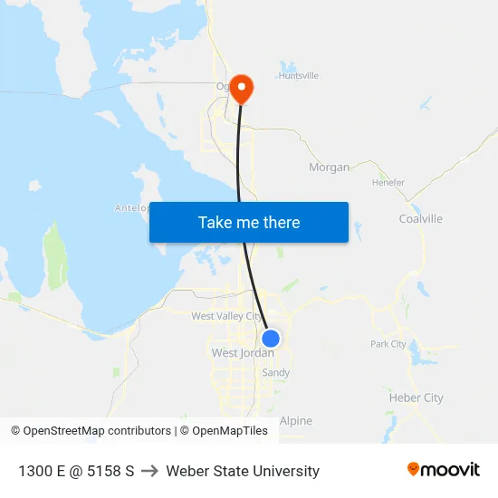 1300 E @ 5158 S to Weber State University map