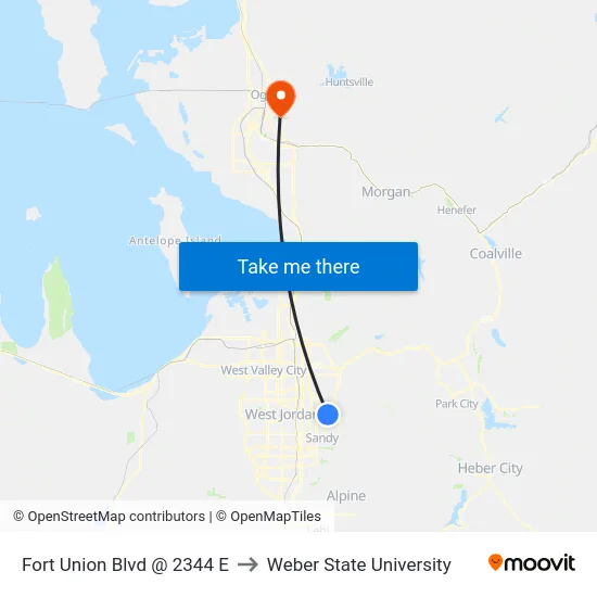 Fort Union Blvd @ 2344 E to Weber State University map