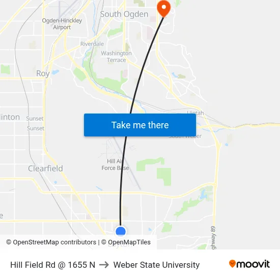 Hill Field Rd @ 1655 N to Weber State University map