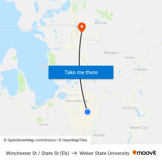 Winchester St / State St (Eb) to Weber State University map