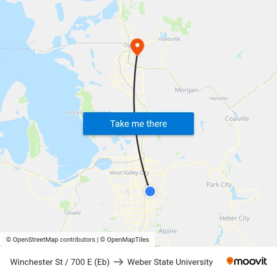 Winchester St / 700 E (Eb) to Weber State University map