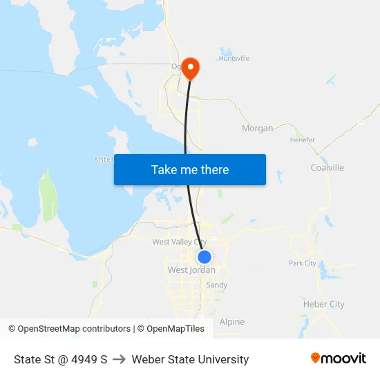State St @ 4949 S to Weber State University map
