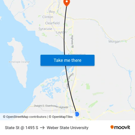 State St @ 1495 S to Weber State University map