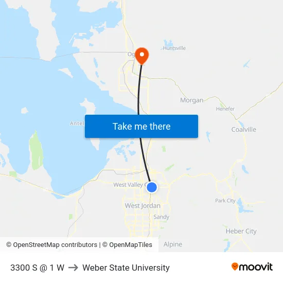 3300 S @ 1 W to Weber State University map