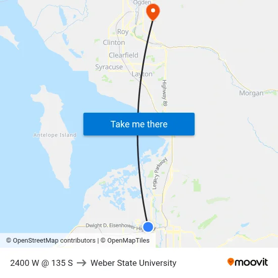 2400 W @ 135 S to Weber State University map