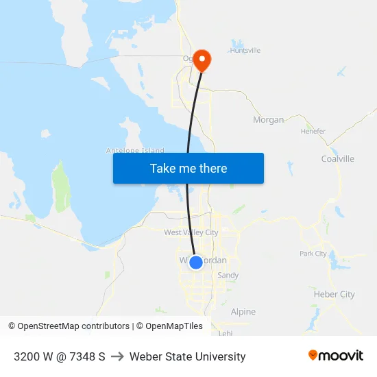 3200 W @ 7348 S to Weber State University map