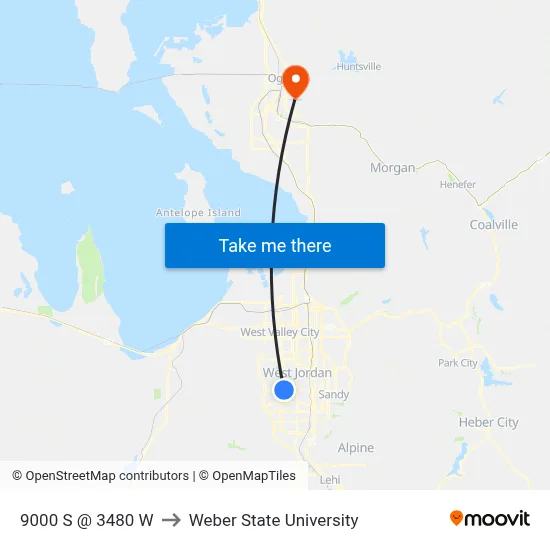 9000 S @ 3480 W to Weber State University map