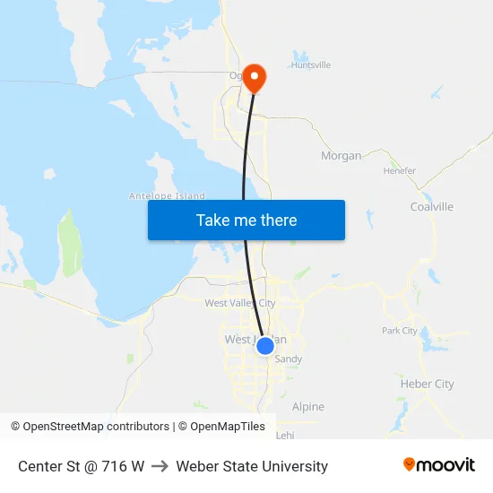 Center St @ 716 W to Weber State University map