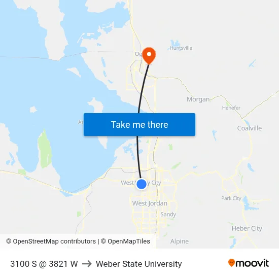 3100 S @ 3821 W to Weber State University map