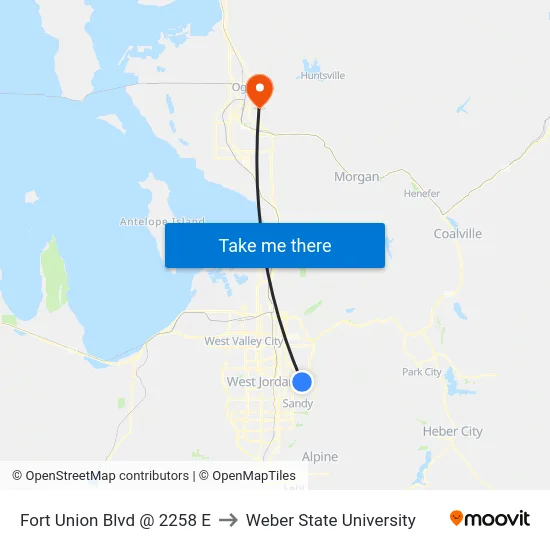 Fort Union Blvd @ 2258 E to Weber State University map