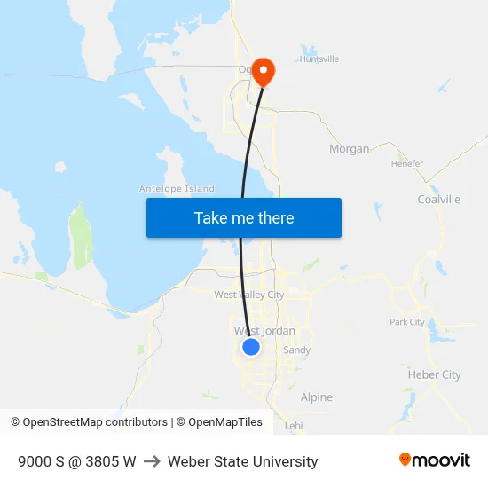 9000 S @ 3805 W to Weber State University map