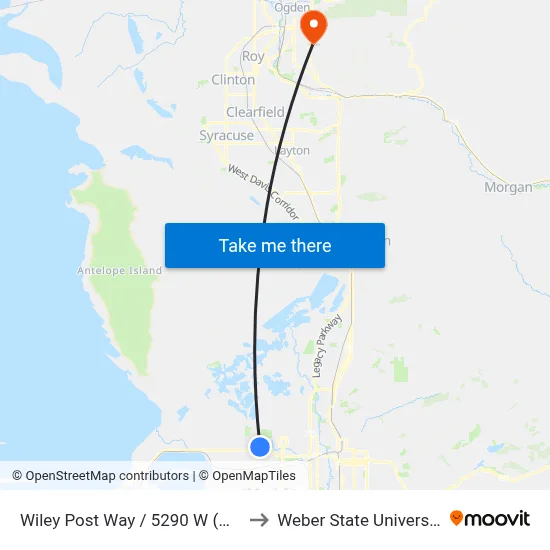 Wiley Post Way / 5290 W (Wb) to Weber State University map