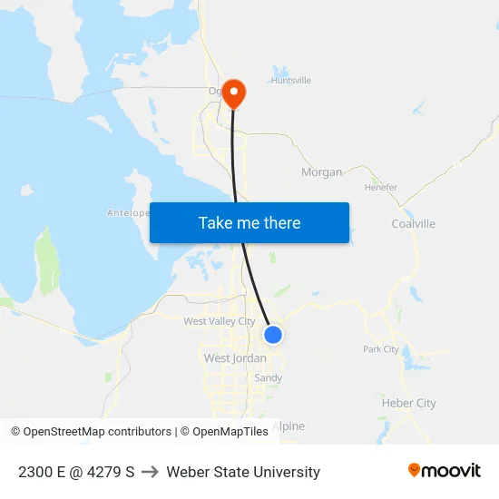 2300 E @ 4279 S to Weber State University map