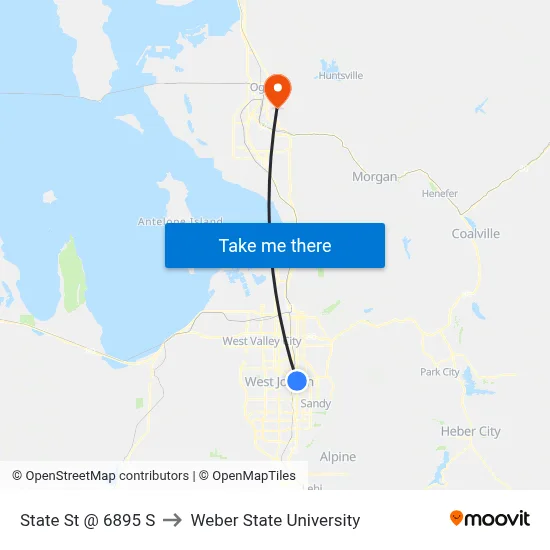 State St @ 6895 S to Weber State University map