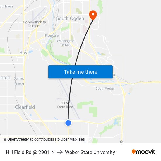 Hill Field Rd @ 2901 N to Weber State University map