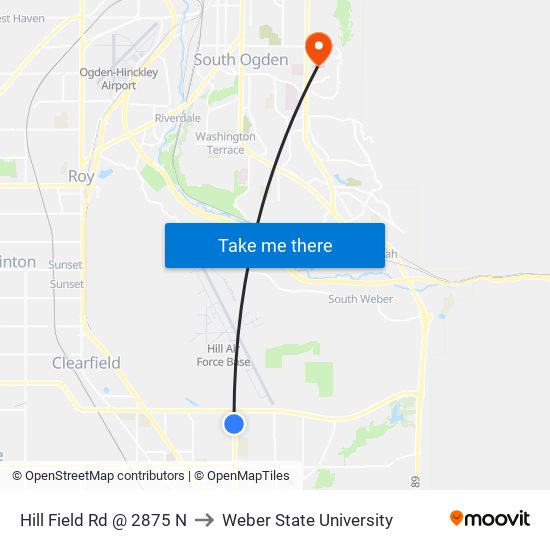 Hill Field Rd @ 2875 N to Weber State University map