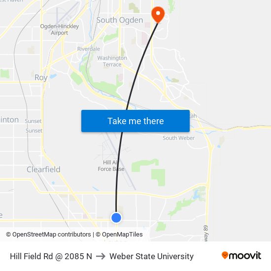 Hill Field Rd @ 2085 N to Weber State University map