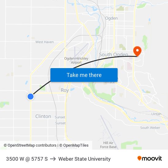 3500 W @ 5757 S to Weber State University map