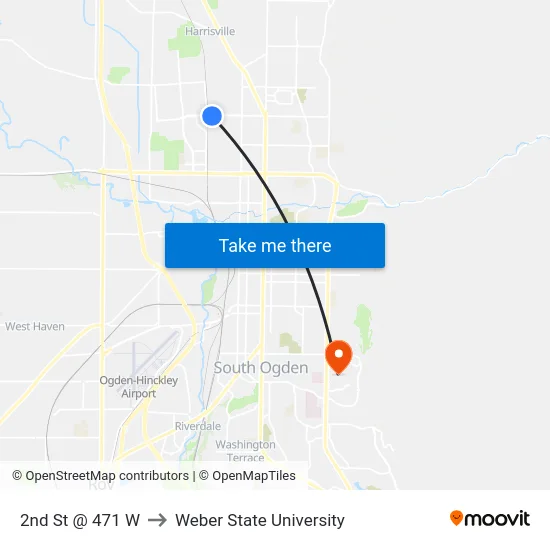 2nd St @ 471 W to Weber State University map