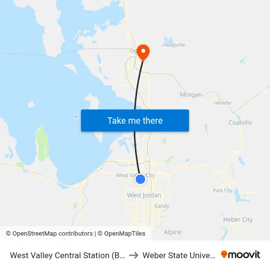West Valley Central Station (Bay H) to Weber State University map