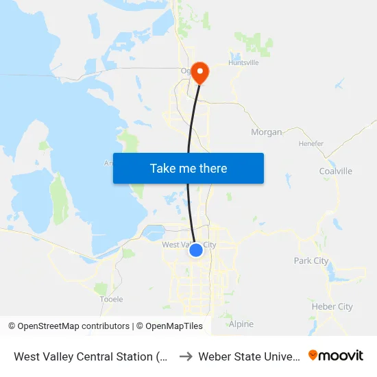 West Valley Central Station (Bay F) to Weber State University map