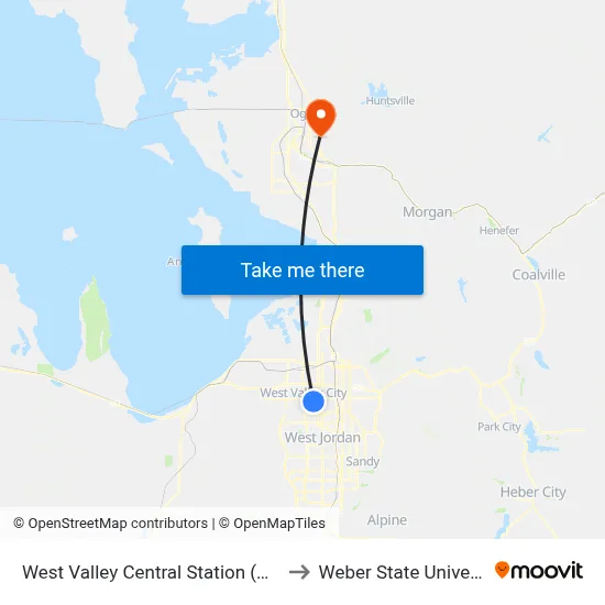 West Valley Central Station (Bay B) to Weber State University map