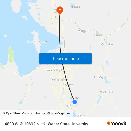 4800 W @ 10892 N to Weber State University map