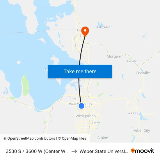 3500 S / 3600 W (Center Wb) to Weber State University map
