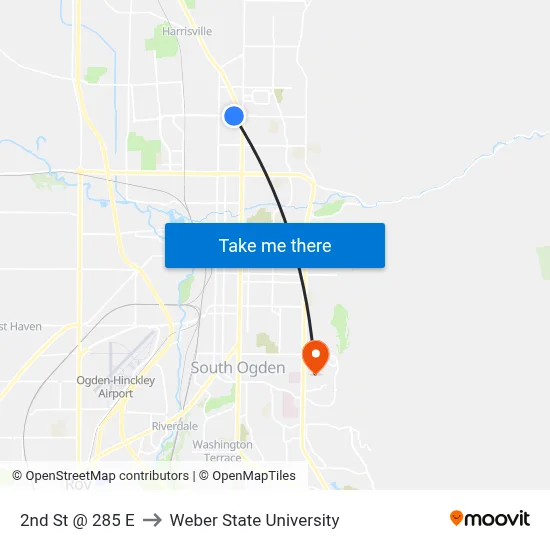 2nd St @ 285 E to Weber State University map
