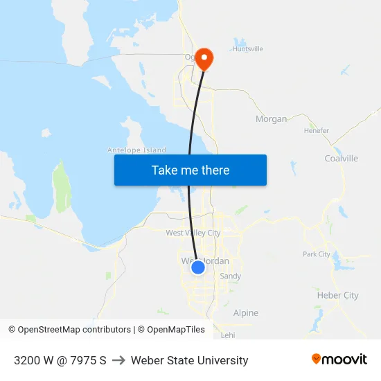 3200 W @ 7975 S to Weber State University map