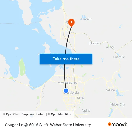 Cougar Ln @ 6016 S to Weber State University map
