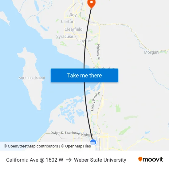 California Ave @ 1602 W to Weber State University map