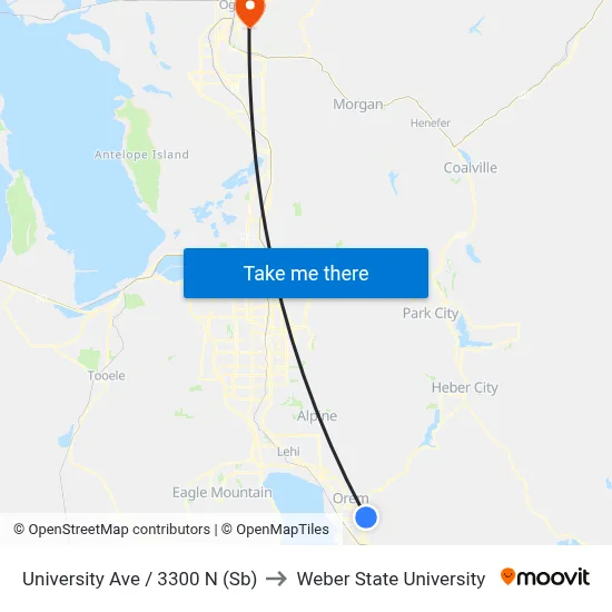 University Ave / 3300 N (Sb) to Weber State University map
